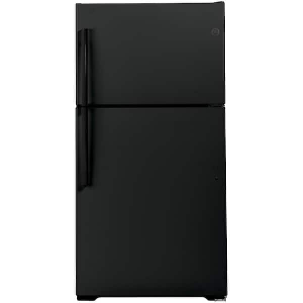 GE 21.9 cu. ft. Top Freezer Refrigerator in Black, ENERGY STAR ...