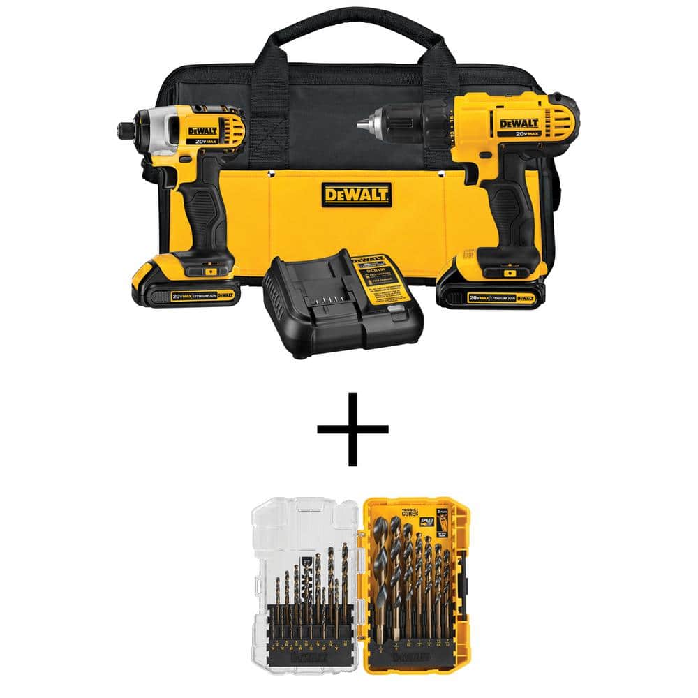 20-Volt Max Cordless Drill/Driver + Impact Driver Combo Kit, 1 Lithium-Ion  Battery