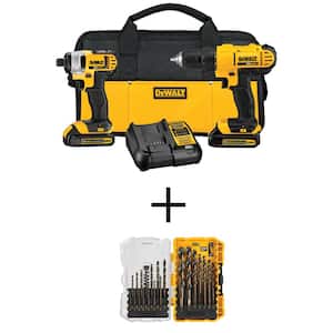 20V MAX Cordless Drill/Impact Combo Kit and Black and Gold Drill Bit Set (21 Piece)