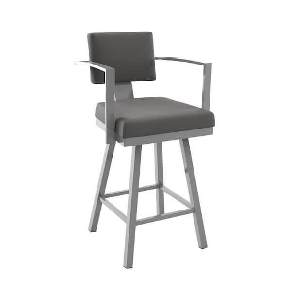 Amisco Akers 26 in. Glossy Grey Metal Light Cold Grey Polyester Counter Stool - image 3