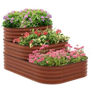 Tunearary 62 In. 3-Tier Galvanized Steel Raised Garden Bed Planter Kit ...