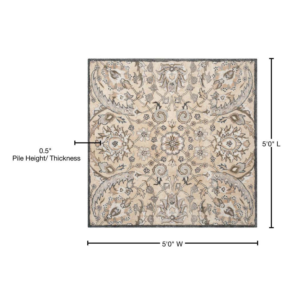 Bella Beige Hand-Tufted Wool Square Area Rug