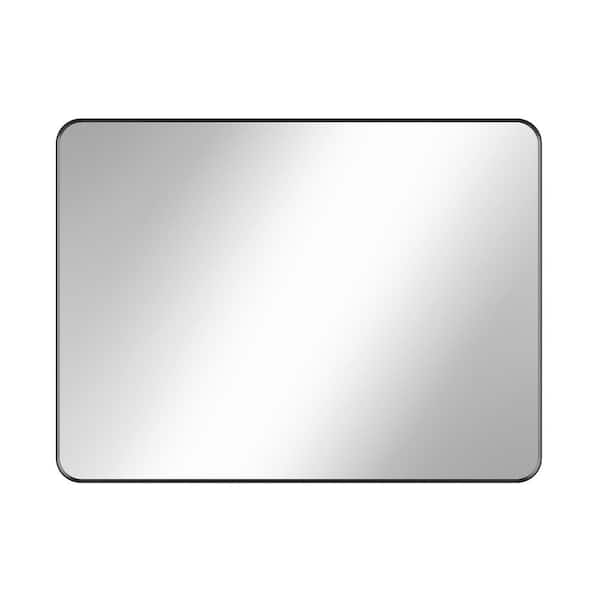 Unbranded 48 x 36 in. Matte Black Mirror: 99%+ Color Restoration, Anti-Rust Aluminum Frame, Horizontal/Vertical Hanging