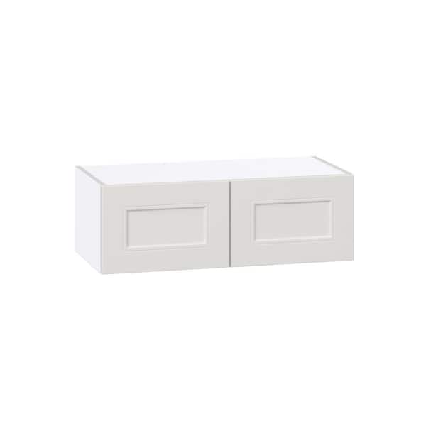 J COLLECTION Galveston 30 in. W x 14 in. D x 10 in. H Assembled Shaker Wall Bridge Kitchen Cabinet in Light Grey