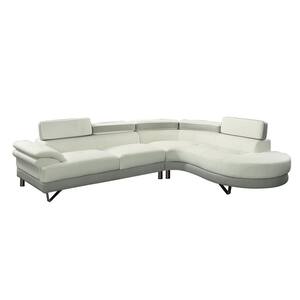 2-Piece White Bobkona Isidro Faux Leather 4-Seater L Shaped Right Facing Sectionals Sofa Set