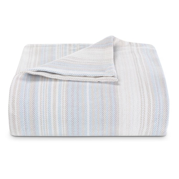 Sandy Shore Full/Queen Stripe Blue Cotton Blanket