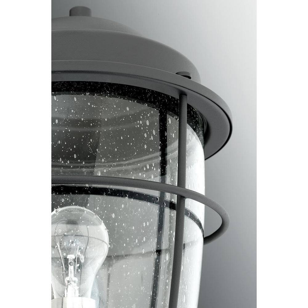 Holcombe Black Aluminum Wall Lantern with Seeded Glass