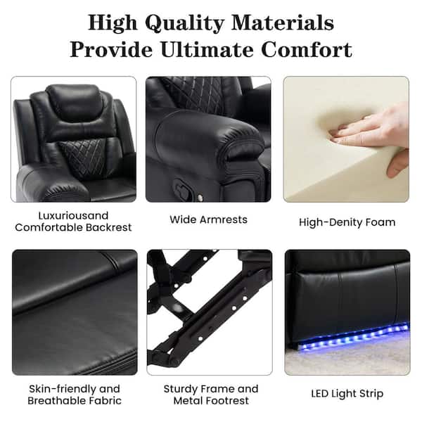 Merax Black Recliner Chair – LED Lighting & Ultimate Comfort - Image 9