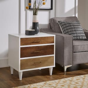 White Finish 3-Drawer Nightstand