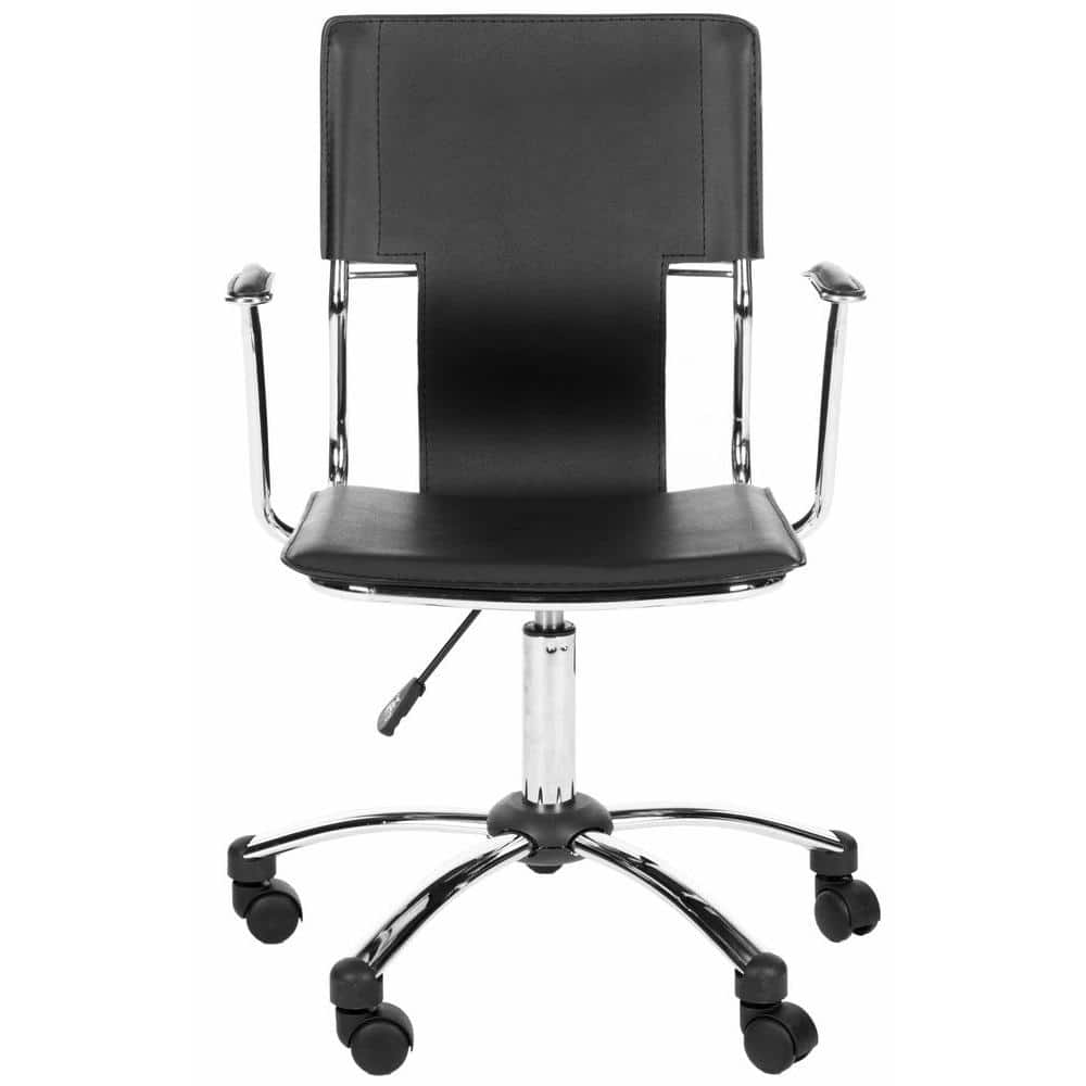 Transitional Kyler Black Leather & Metal Desk Chair