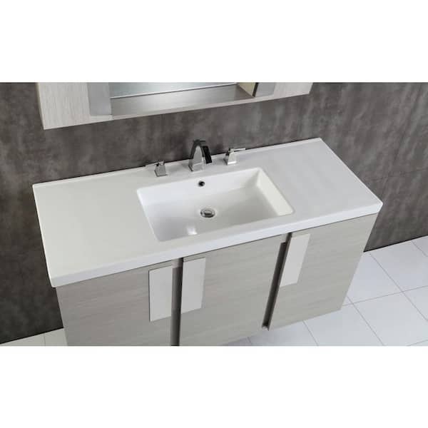 Carmel 48 in. W x 18.31 in. D x 25.59 in. H Single Vanity in Gray Pine with Ceramic Vanity Top in White with White Basin