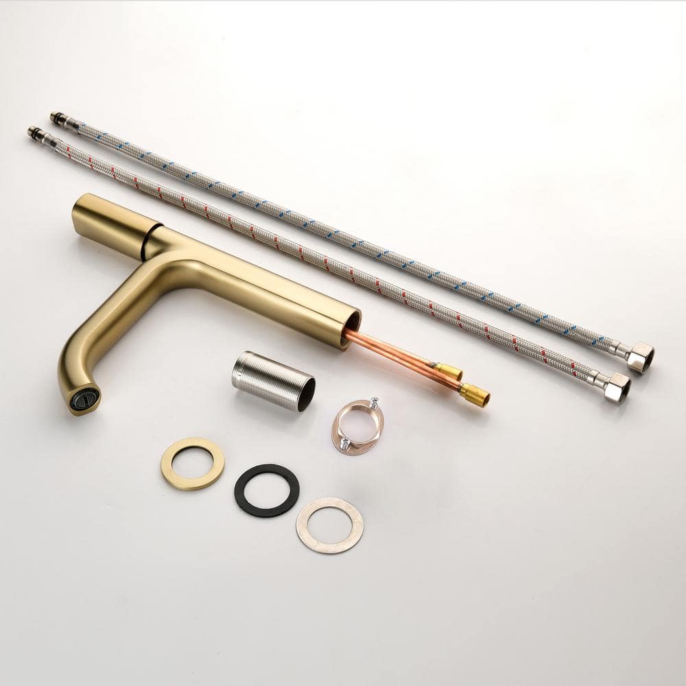 Brushed Gold Brass Single Handle Bathroom Faucet