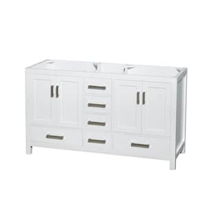 Sheffield 59 in. W x 21.5 in. D x 34.25 in. H Double Bath Vanity Cabinet without Top in White