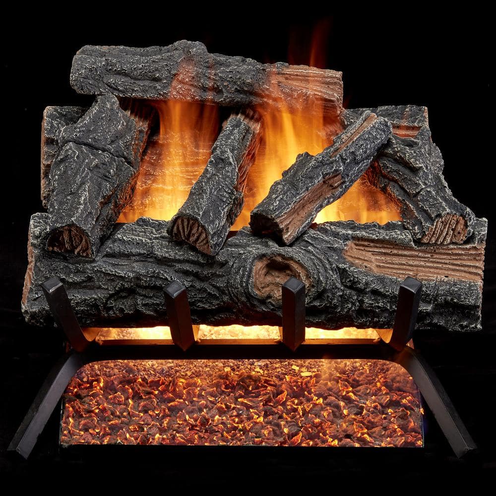 18-Inch Natural Gas Vented Fireplace Log Set with Match Light