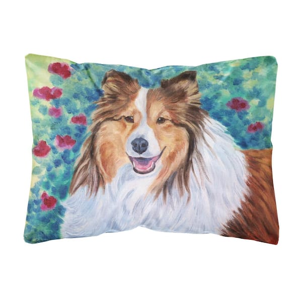 Caroline's Treasures 12 in. x 16 in. Multi-Color Lumbar Outdoor Throw Pillow Sheltie Fabric Decorative Pillow
