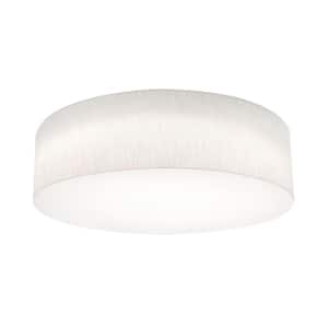 24 in. 42-Watt Integrated LED Flush Mount with White Fabric Shade