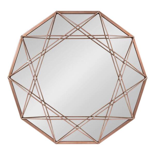Kate and Laurel Medium Round Rose Gold Art Deco Mirror (24.5 in. H x 24.5 in. W)