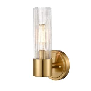 11.57 in. 1 Light Brass Modern Wall Sconce with Standard Shade