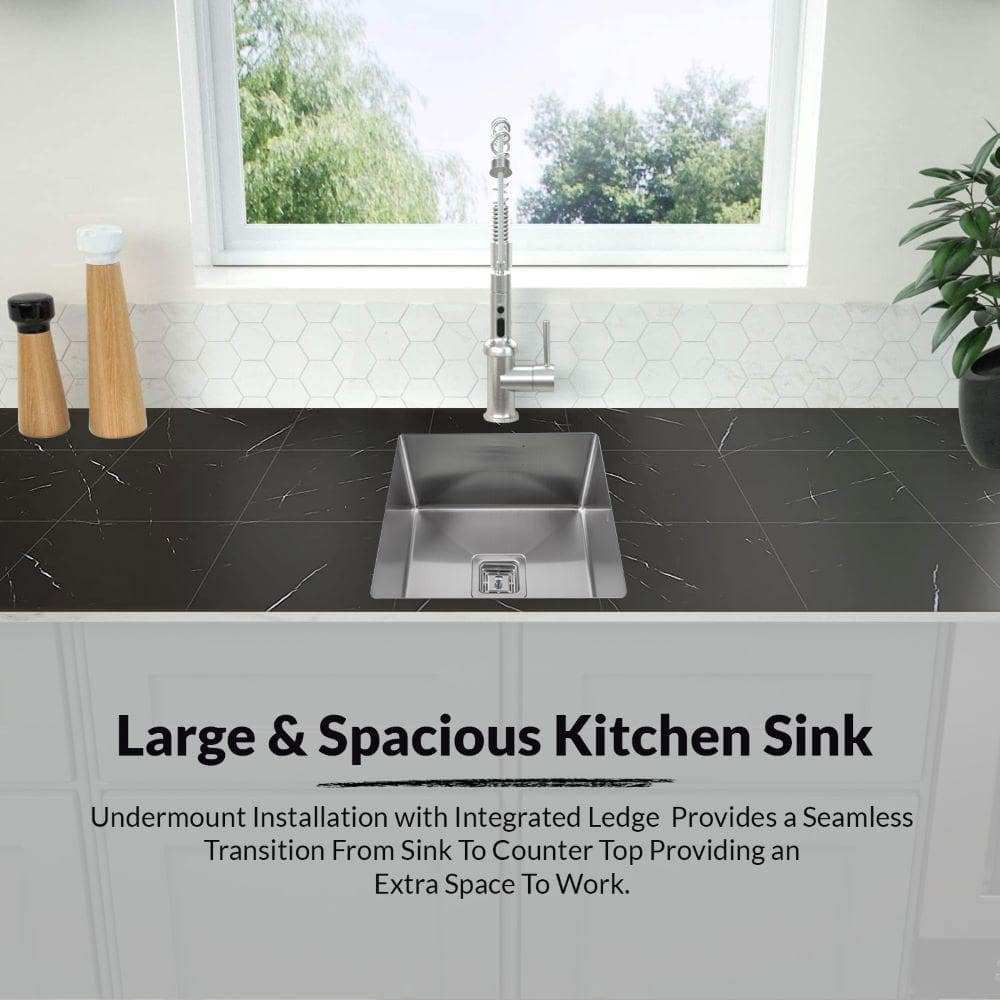 18-inch Square Single Bowl Stainless Steel Undermount Bar Sink