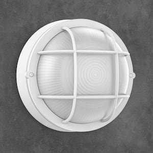 Hour Textured White Integrated LED Outdoor Wall Light with Frosted Glass Shade, Dimmable, 3000K, 900 Lumens
