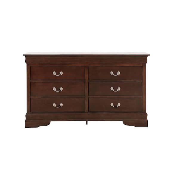 AndMakers Louis Phillipe 2 6-Drawer Cappuccino Dresser (33 in. x 57 in. x 16 in. )