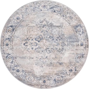 Portland Canby Ivory/Gray 5 ft. x 5 ft. Round Area Rug
