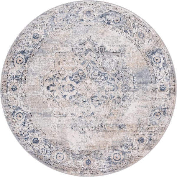 Portland Canby Ivory/Gray 5 ft. x 5 ft. Round Area Rug