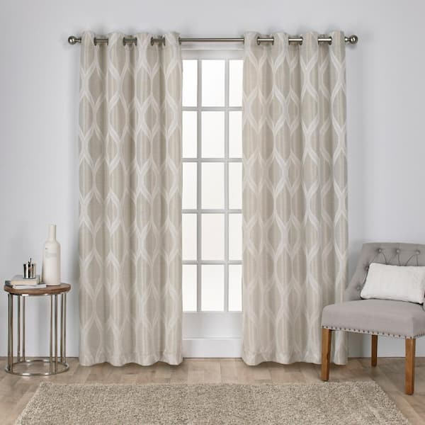 EXCLUSIVE HOME Montrose Linen Ogee Light Filtering Grommet Top Curtain, 54 in. W x 84 in. L (Set of 2)