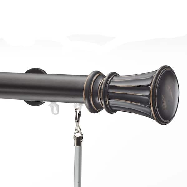 Tekno 40 96 in. Non-Adjustable 1.5 in. Single Traverse Window Curtain Rod Set in Black with Aron Finial