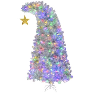 6 ft. Pre-Lit Bent Top Artificial Christmas Tree with 300 LED Lights and Golden Star