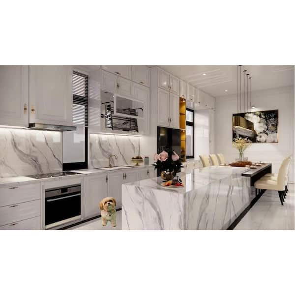 Contemporary White Kitchen Detail with Bubble Glass - Luxe