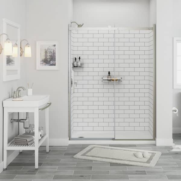 American Standard Passage 32 in. W x 72 in. H Four piece Glue Up Acrylic  Alcove Shower Wall Set in White Subway Tile P2969SWT.375 - The Home Depot