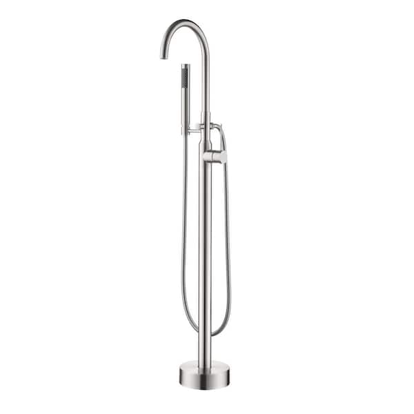 cadeninc Single Handle Floor Mounted Clawfoot Tub Faucet in Brushed Nickel