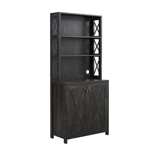 Home Source Elegant Charcoal Bar Cabinet Kitchen Cabinet with Microwave Stand