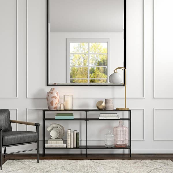 Meyer&Cross Sivil 55 in. Blackened Bronze Rectangle Metal Console Table with Metal Shelves