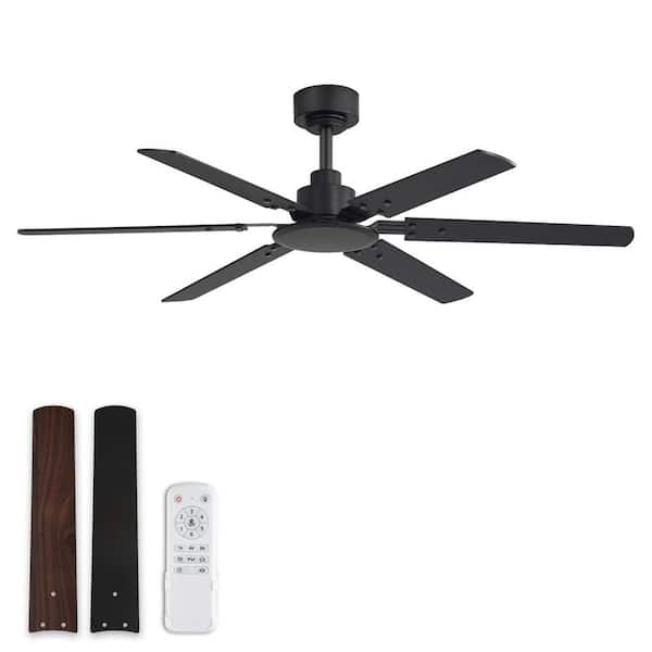 2-Pack 48 in. Indoor/Outdoor Black Downrod Mount Standard Ceiling Fan No Light, DC Motor and Remote Control Inclueded