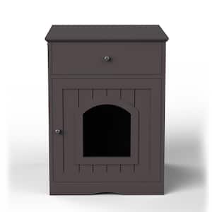 20 in. x 21 in. Wooden Pet House Cat Litter Box Enclosure with Drawer, Side Table, Indoor Pet Crate, Cat Home Nightstand