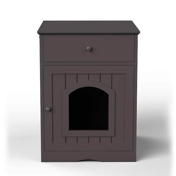 ANGELES HOME 20 in. x 21 in. Wooden Pet House Cat Litter Box Enclosure with Drawer, Side Table, Indoor Pet Crate, Cat Home Nightstand