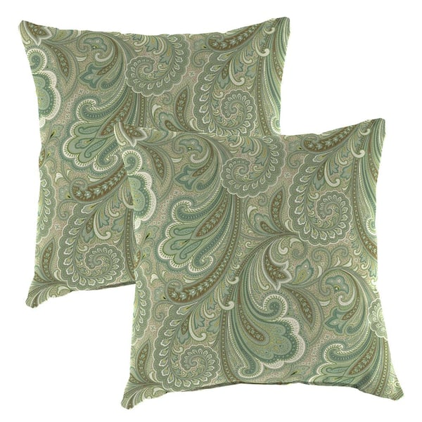 Jordan Manufacturing 20 in. L x 20 in. W x 6 in. T Square Outdoor Throw Pillow in Merona Latte (2-Pack)