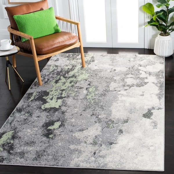 Adirondack Green/Gray 6 ft. x 9 ft. Distressed Abstract Area Rug