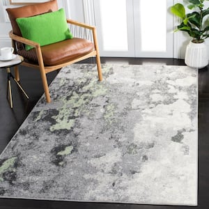 Adirondack Green/Gray 6 ft. x 6 ft. Distressed Abstract Square Area Rug