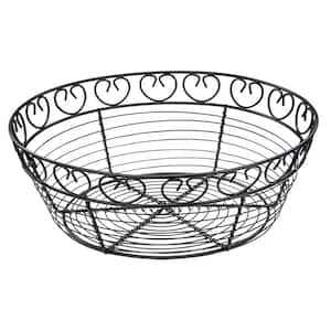 1-Piece Round Black Wire Bread/Fruit Basket