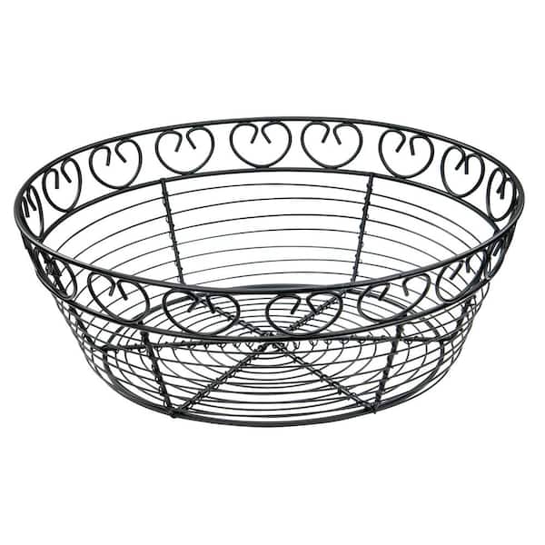 Winco 1-Piece Round Black Wire Bread/Fruit Basket