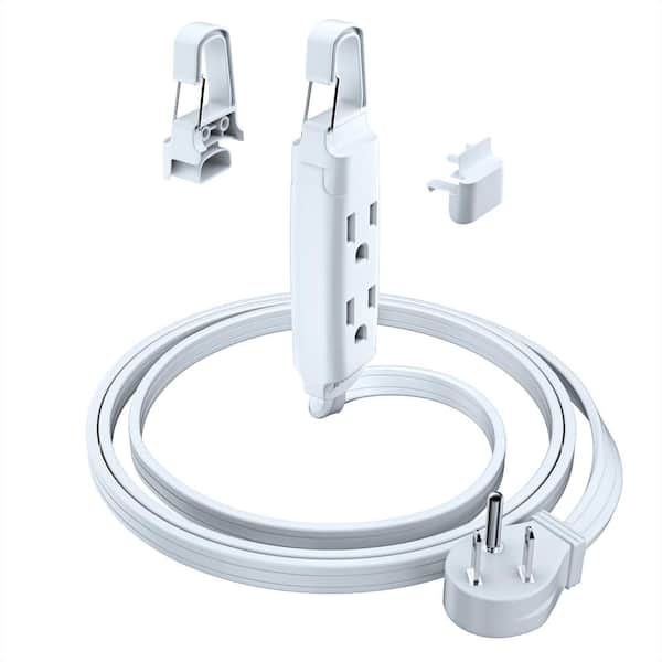 MAXIMM 3 ft. 16/3 Light Duty Indoor Extension Cord Angled Plug with Hook 3-Outlet, 13 Amps, White