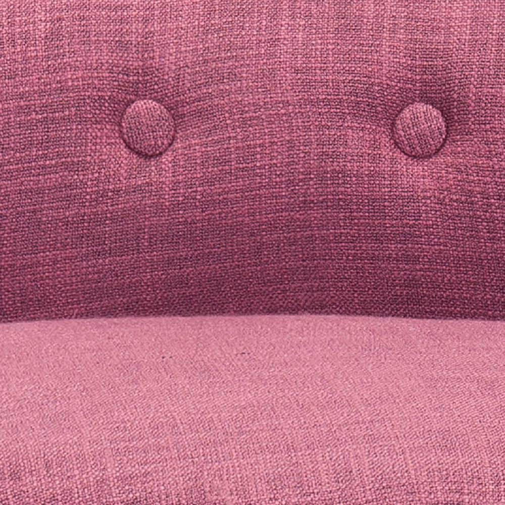 Rose Pink Button Tufted Vanity Stool with Mahogany Legs