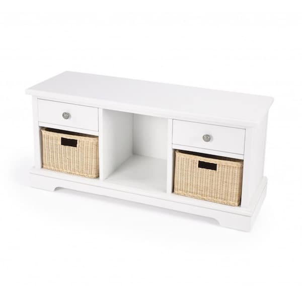 HomeRoots Bernadette White Bench 20 in. x 42 in. x 15 in.