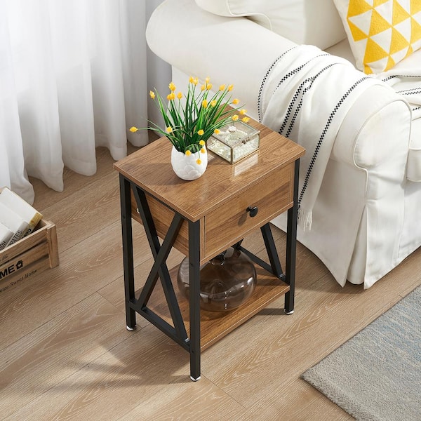 Side storage online table with bin