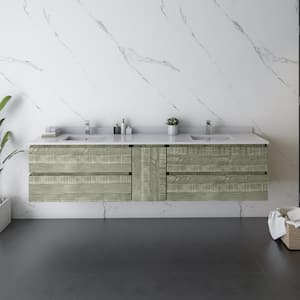 Formosa 82 in. W x 20 in. D x 19.5 in. H Modern Double Wall Hung Bath Vanity Cabinet Only without Top in Sage Gray