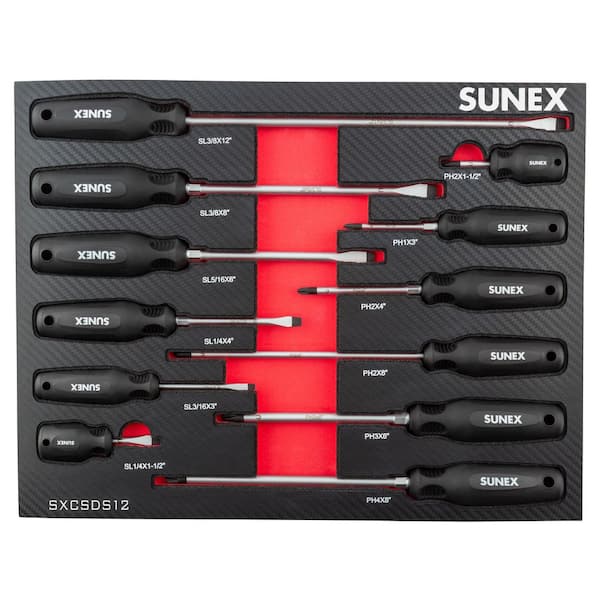 SUNEX TOOLS 12 pc. Combination Screwdriver Set SXCSDS12 - The Home