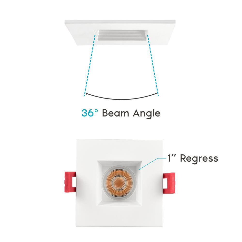 Cool White 2'' Square Dimmable LED Recessed Light Kit, 4-Pack